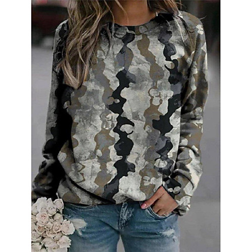 

Women's Sweatshirt Pullover Print Print Daily Sports Other Prints Sportswear Streetwear Hoodies Sweatshirts Gray