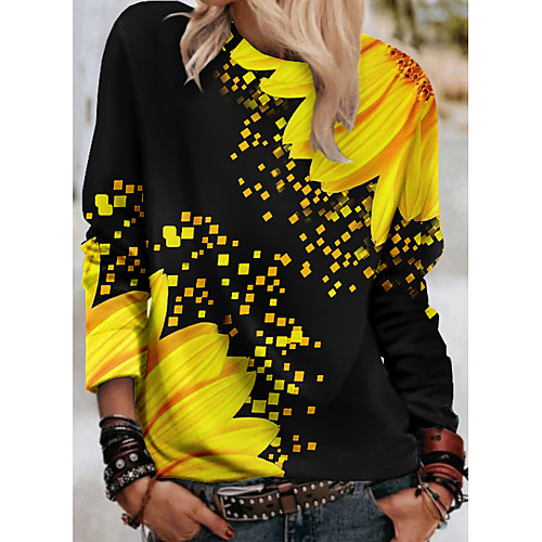 

Women's Sweatshirt Pullover Floral Sunflower Print Daily Sports 3D Print Active Streetwear Hoodies Sweatshirts Purple Yellow Orange