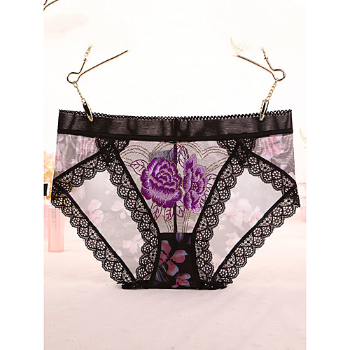 

Women's Lace Brief Micro-elastic Low Waist 1 PC Purple One-Size
