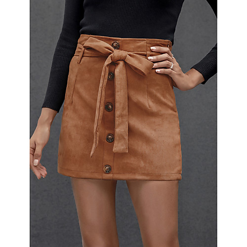 

Women's Office / Career Date Basic Streetwear Short Skirts Solid Colored Wine Army Green Black