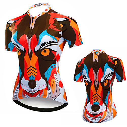 

21Grams Women's Short Sleeve Cycling Jersey Summer Spandex Polyester Brown Rainbow Animal Bike Jersey Top Mountain Bike MTB Road Bike Cycling Quick Dry Moisture Wicking Breathable Sports Clothing