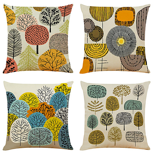 

Vintage Double Side Cushion Cover 4PC Soft Decorative Square Throw Pillow Cover Cushion Case Pillowcase for Bedroom Livingroom Superior Quality Machine Washable Outdoor Cushion for Sofa Couch Bed Chair