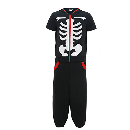 

Skeleton / Skull Adults' Women's Halloween Festival Halloween Festival / Holiday Terylene Black Women's Men's Easy Carnival Costumes Printing / Top