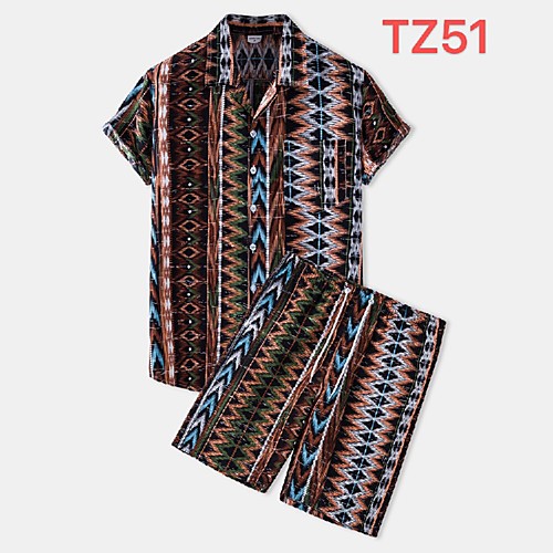 

Men's Set Shirt Other Prints Galaxy Graphic Chains Print Print Short Sleeve Casual Tops Beach