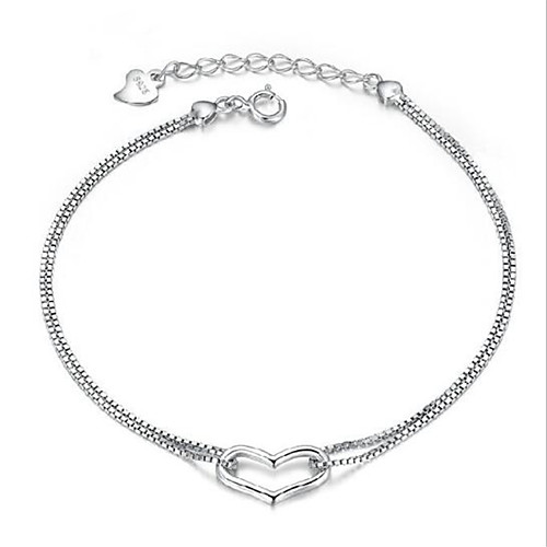 

Women's Bracelet Pendant Bracelet Heart Heart Fashion Copper Bracelet Jewelry Silver For Christmas Party Evening Gift Date / Silver Plated