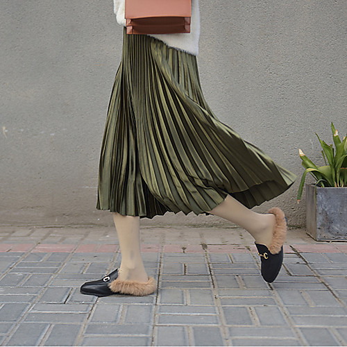 

Women's Casual / Daily Weekend Basic Streetwear Capris Skirts Solid Colored Pleated Blue Wine Army Green