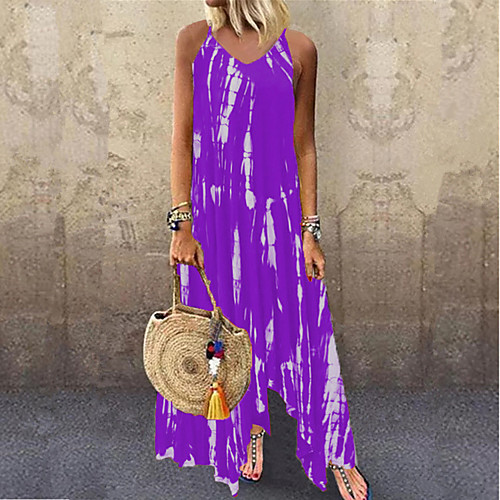 

Women's Strap Dress Maxi long Dress Black-brown Blue Yellow Green Sky Blue Orange Black Red Violet Sleeveless Mixed Color Spring Summer Casual 2021 S M L XL 2XL 3XL 4XL 5XL