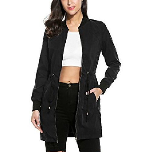 

womens casual anorak solid slim fit zipper long sleeve bomber jacket coat