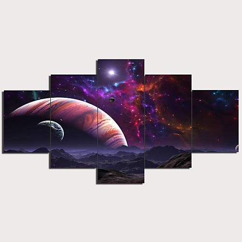 

5 Panels Wall Art Canvas Prints Painting Artwork Picture Universe Space Planet Fantasy Home Decoration Décor Rolled Canvas No Frame Unframed Unstretched