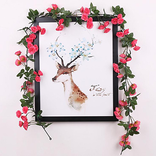 

180cm 69 Flower Head Imitation Rose Vine Wall Hanging False Flower Vine Flower Silk Cloth Flower Vine Decoration