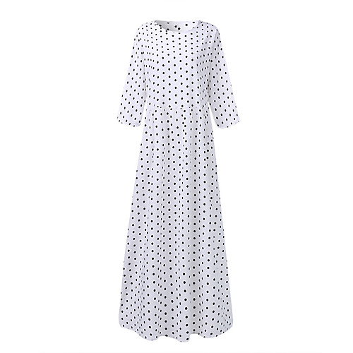 

Women's A Line Dress Maxi long Dress Red Wine White Black Short Sleeve Dot Spring Summer Casual 2021 M L XL XXL 3XL 4XL 5XL