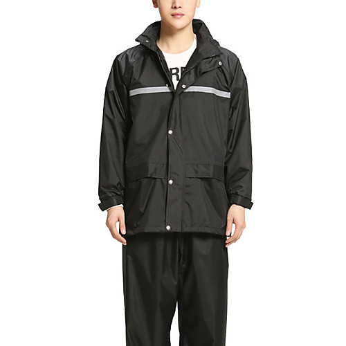 

Men's Rain Suit Rain Jacket Pants Hoodie Jacket Outdoor Reflective Waterproof Windproof Breathable Stain Resistant Clothing Suit Fishing Camping & Hiking Work Black