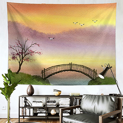 

Chinese Ink Painting Style Wall Tapestry Art Decor Blanket Curtain Hanging Home Bedroom Living Room Decoration Polyester