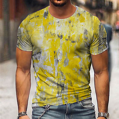 

Men's Unisex Tee T shirt Shirt 3D Print Graphic Prints Oil Painting Print Short Sleeve Daily Tops Casual Designer Big and Tall Yellow