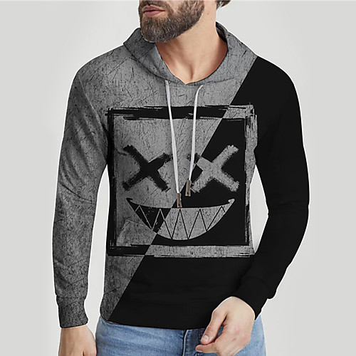 

Men's Unisex Hoodie Graphic Prints Emoji Face Print Daily Sports 3D Print 3D Print Casual Hoodies Sweatshirts Gray