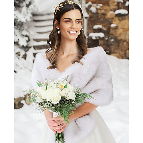 

Sleeveless Elegant Faux Fur Wedding Party Women's Wrap With Solid