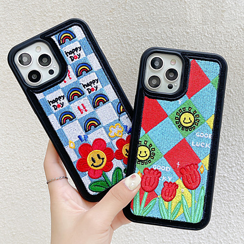 

Phone Case For Apple Back Cover iPhone 12 Pro Max 11 SE 2020 X XR XS Max 8 7 Shockproof Dustproof Flower Textile TPU