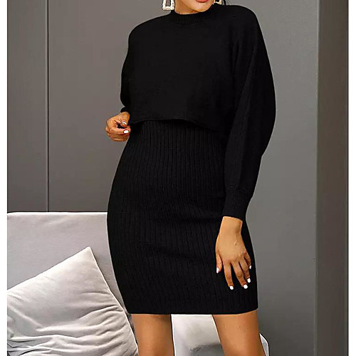 

Women's Wrap Dress Short Mini Dress Yellow Blushing Pink Green off-white Black Long Sleeve Solid Color Fall Spring Casual 2021 One-Size / Cotton / Cotton