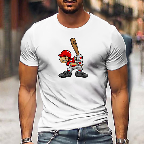 

Men's Unisex Tee T shirt Shirt Hot Stamping Graphic Prints Olympics Print Short Sleeve Casual Tops Cotton Basic Designer Big and Tall White