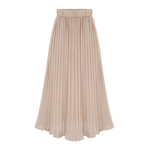 

Women's Holiday Vacation Basic Streetwear Maxi Skirts Solid Colored Pleated Blushing Pink White Black