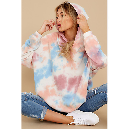 

Women's Hoodie Sweatshirt Tie Dye Casual Daily Sports Other Prints Sportswear Streetwear Hoodies Sweatshirts Blushing Pink