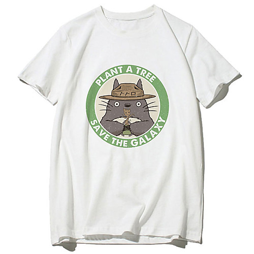 

Inspired by Totoro Cosplay Anime Cartoon Polyester / Cotton Blend Print Harajuku Graphic Kawaii T-shirt For Women's / Men's
