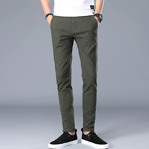 

Men's Casual Casual / Sporty Casual Daily Pants Pants Solid Color Full Length Classic ArmyGreen Light Grey Black Dark Gray Light Green