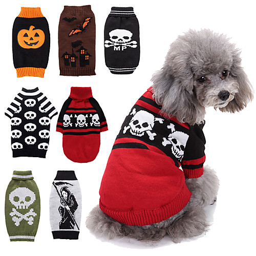 

Dog Cat Halloween Costumes Holiday Decorations Dog clothes Skull Pumpkin Witch Bat Witch Cosplay Funny Party Halloween Winter Dog Clothes Puppy Clothes Dog Outfits Warm Black / White RedBlack Light