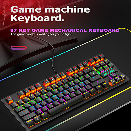 

Free Wolf K2 Mechanical Keyboard And Mouse Set Game Esports Computer 87 Key Luminescent Key Mouse Set