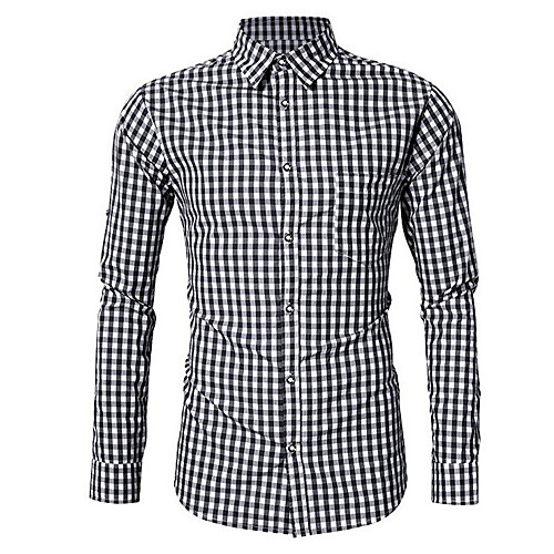 

Men's Shirt Plaid Button-Down Long Sleeve Street Tops Cotton Casual Comfortable Green Black Red