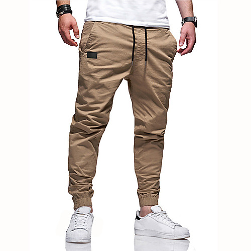 

Men's Casual / Sporty Chinos Pants Solid Colored Full Length Army Green Khaki Light Grey Black Dark Gray