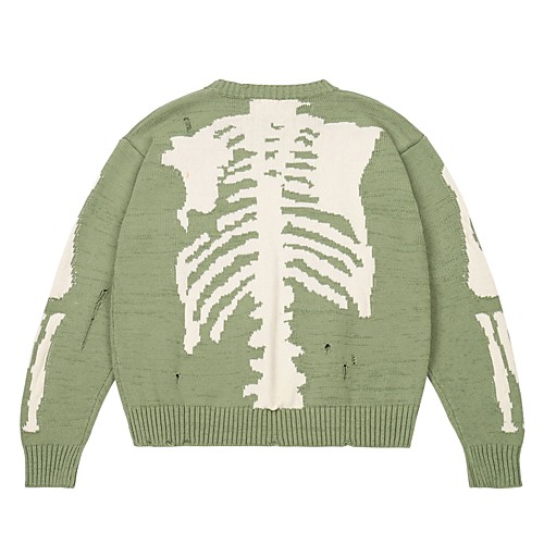 

Men's Unisex Stylish Vintage Style Gothic Knitted Letter Pullover Sweater Long Sleeve Sweater Cardigans Crew Neck Fall Winter Green