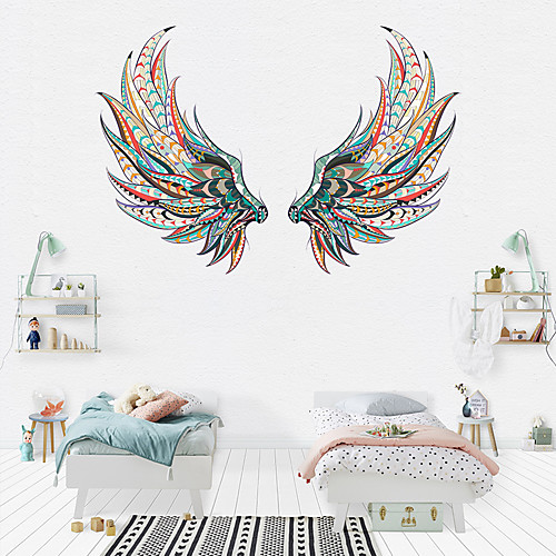 

Colored Feather Wall Stickers Bedroom Living Room Removable PVC Home Decoration Wall Decal 2pcs