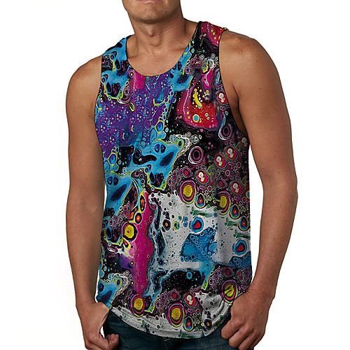 

Men's Tank Top Vest Undershirt Shirt 3D Print 3D 3D Print Print Sleeveless Daily Tops Casual Beach Rainbow / Summer