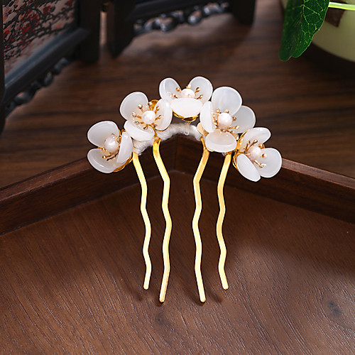 

original hanfu costume handmade hairpin, fresh flowers, pearl u-shaped headdress, hairpin, antique hair accessories