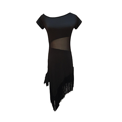 

Latin Dance Dress Tassel Women's Training Performance Short Sleeve Natural Milk Fiber