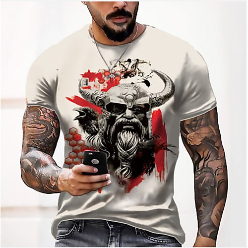 

Men's Tee T shirt Shirt 3D Print Graphic Human face Plus Size Short Sleeve Casual Tops Basic Designer Slim Fit Big and Tall Blue Brown Gray