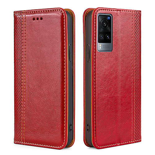 

Phone Case For Vivo Full Body Case Leather Magnetic Adsorption Vivo Y53 vivo y71 vivo IQOO vivo X50 vivo S5 vivo X60 vivo X60 Pro Shockproof Dustproof Tile Solid Colored PU Leather