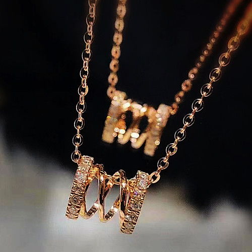 

Women's Clear AAA Cubic Zirconia Pendant Necklace Monogram Precious Dainty Luxury Elegant European Brass Rose Gold 50 cm Necklace Jewelry 1pc For Anniversary Party Evening Street Prom Birthday Party