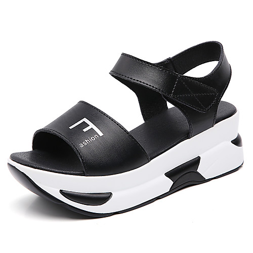 

Women's Sandals Flat Heel Open Toe Daily Work PU Solid Colored White Black