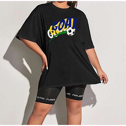 

Women's Plus Size Tops T shirt Graphic Short Sleeve Round Neck Purple Black Big Size L XL XXL XXXL 4XL / Cotton