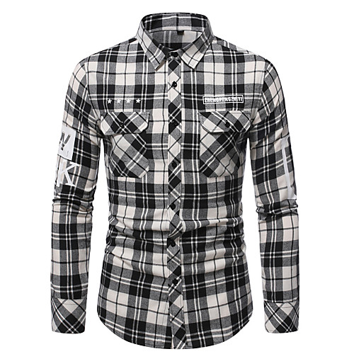 

Men's Shirt Other Prints Plaid Long Sleeve Work Tops Business Lightweight Black / White Red