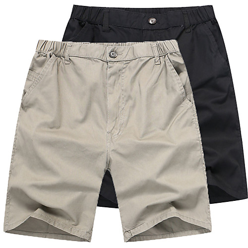 

Men's Simple Casual / Sporty Comfort Breathable Sports Daily Sports Chinos Shorts Pants Solid Color Knee Length Pocket Elastic Waist Army Green Khaki Black