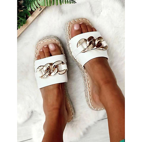 

Women's Sandals Flat Heel Round Toe Rubber PU Color Block Pink Khaki White