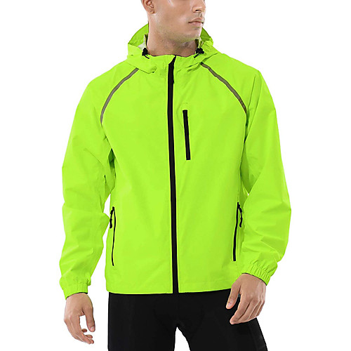 

Men's Cycling Running Jacket Waterproof Windbreaker Reflective Lightweight Windproof Bike Jacket Hooded Packable