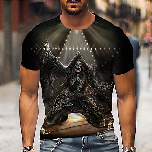 

Men's Unisex Tee T shirt Shirt 3D Print Graphic Prints Skull Print Short Sleeve Daily Tops Casual Designer Big and Tall Black