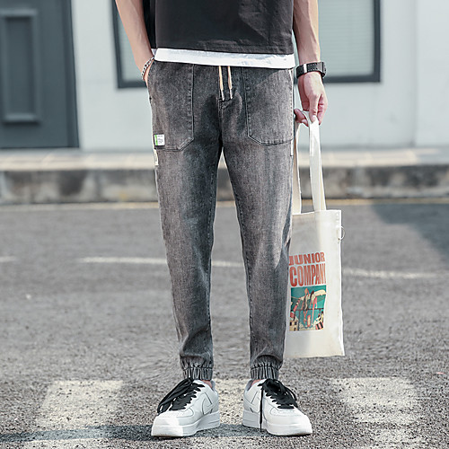 

Men's Simple Daily Going out Jeans Pants Solid Color Full Length Zipper Gray