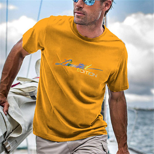 

Men's Unisex Tee T shirt Shirt Hot Stamping Graphic Prints Letter Short Sleeve Casual Tops Cotton Basic Fashion Designer Big and Tall Blue Yellow Blushing Pink
