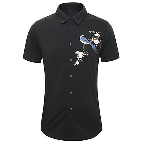 

Men's Shirt Graphic Short Sleeve Casual Tops Casual White Black Light Blue