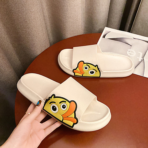 

Women's Slippers & Flip-Flops Flat Heel Open Toe Daily Home PVC Anime Solid Colored Yellow Orange Black